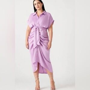 NWT Steve Madden Tori Satin Midi Dress Dusty Lavender Size 16 Wedding Guest